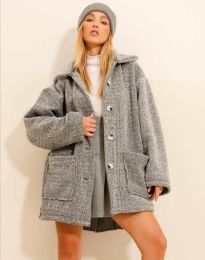 Woman coat - kod 33345 - 3 - gray